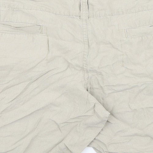 Nobo Womens Beige Linen Chino Shorts Size 38 in L9 in Regular Button