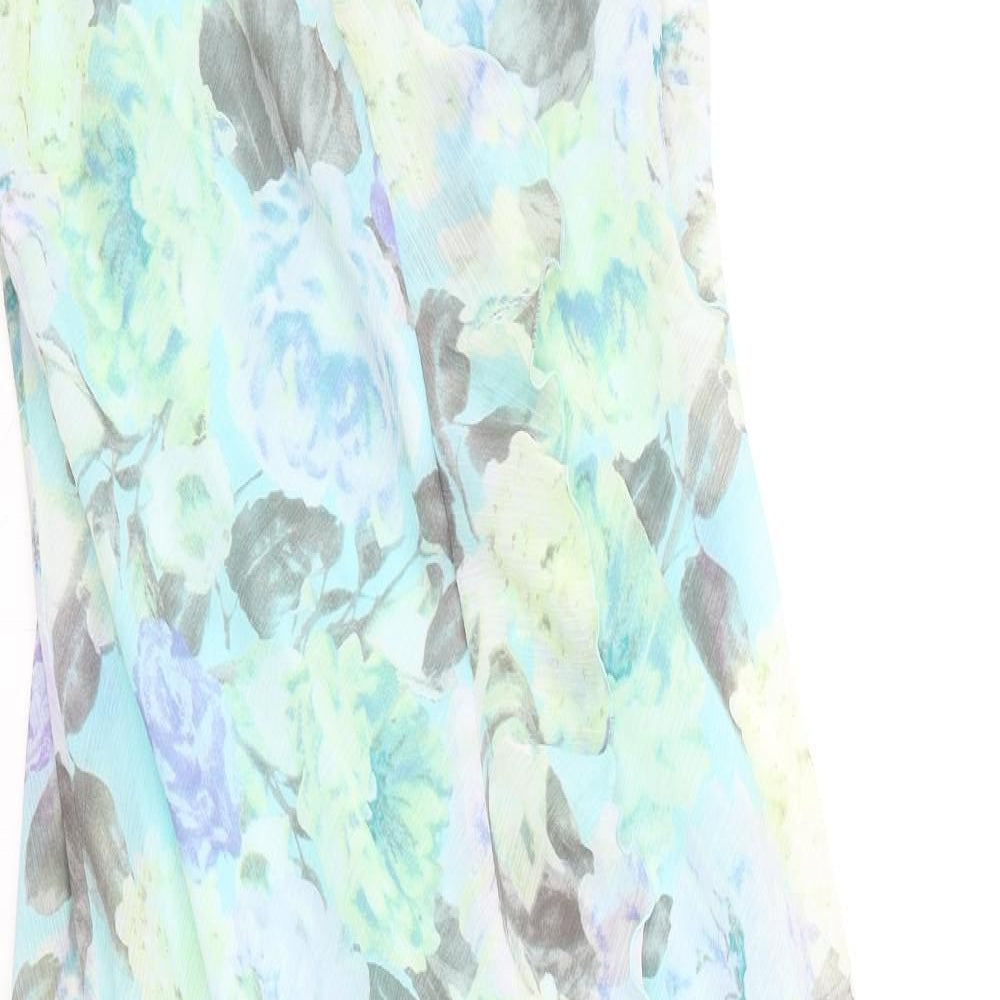 Bonmarché Womens Green Geometric Polyester A-Line Size 14 V-Neck Pullover