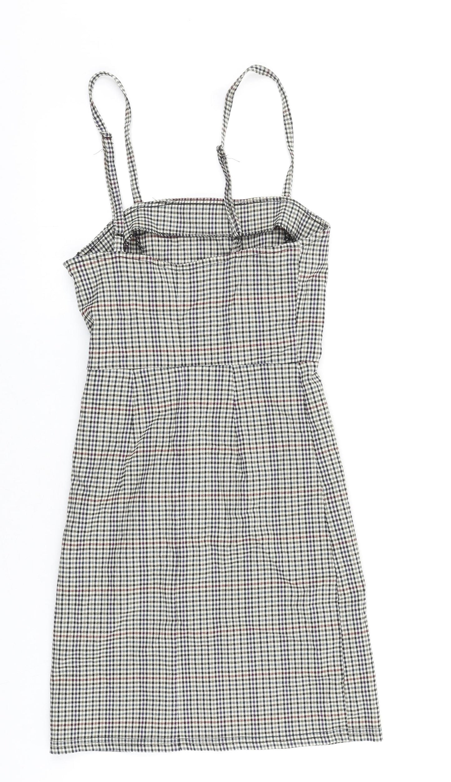 Jennyfer Womens Multicoloured Plaid Polyester Pinafore/Dungaree Dress Size XS Square Neck Zip