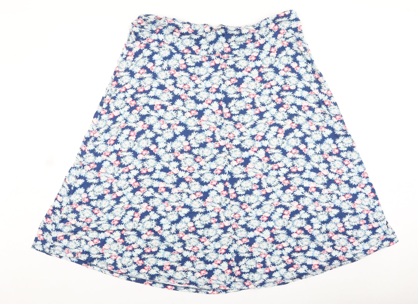 Classics Womens Blue Floral Viscose Flare Skirt Size 35 in