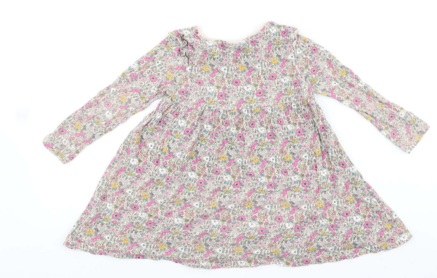 NEXT Girls Pink Floral 100% Cotton Basic T-Shirt Size 4-5 Years Round Neck Pullover