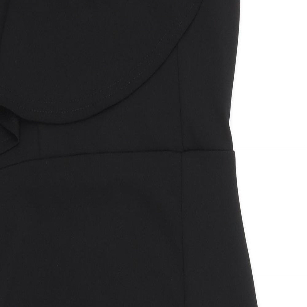 Preworn Womens Black Polyester A-Line Size 10 One Shoulder Pullover
