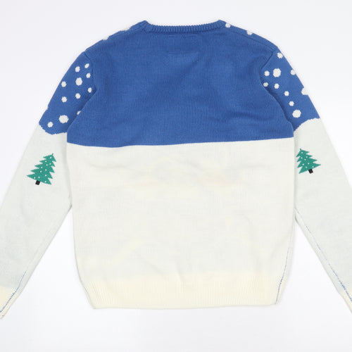 Cedar Wood State Mens Multicoloured Round Neck Acrylic Pullover Jumper Size L - Christmas