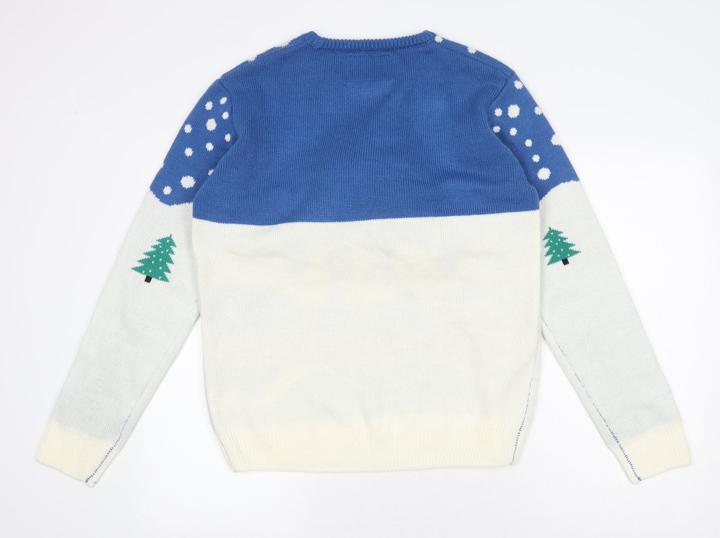 Cedar Wood State Mens Multicoloured Round Neck Acrylic Pullover Jumper Size L - Christmas