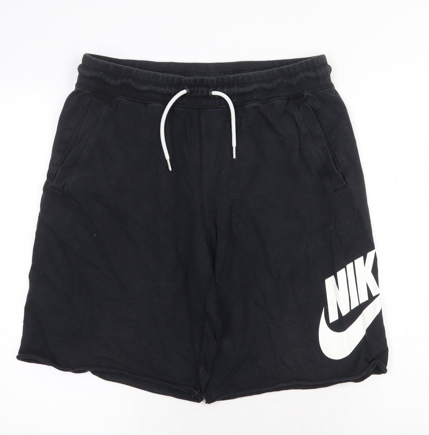 Nike Mens Black Cotton Sweat Shorts Size L Regular Drawstring