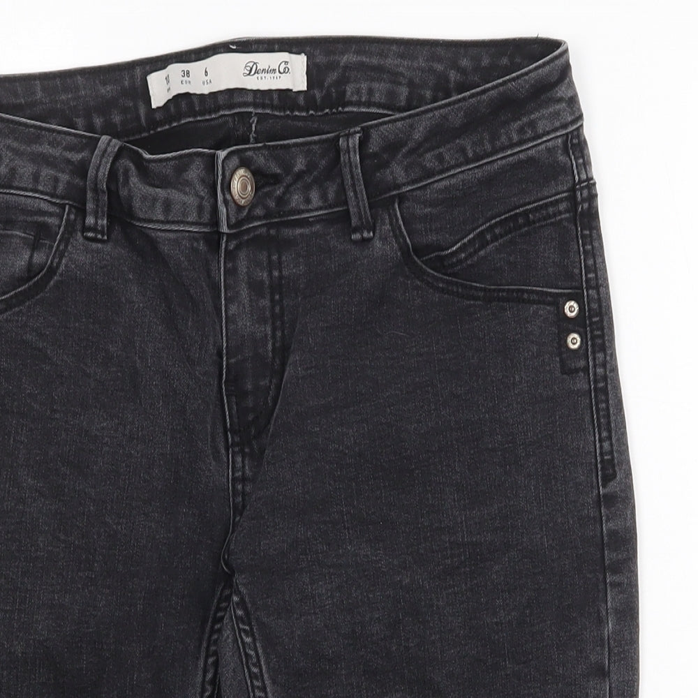 Denim & Co. Womens Black Cotton Skimmer Shorts Size 10 Regular Zip
