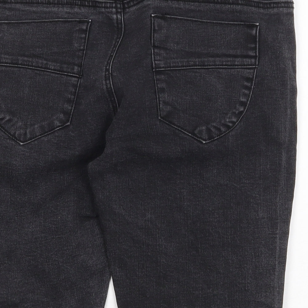 Denim & Co. Womens Black Cotton Skimmer Shorts Size 10 Regular Zip
