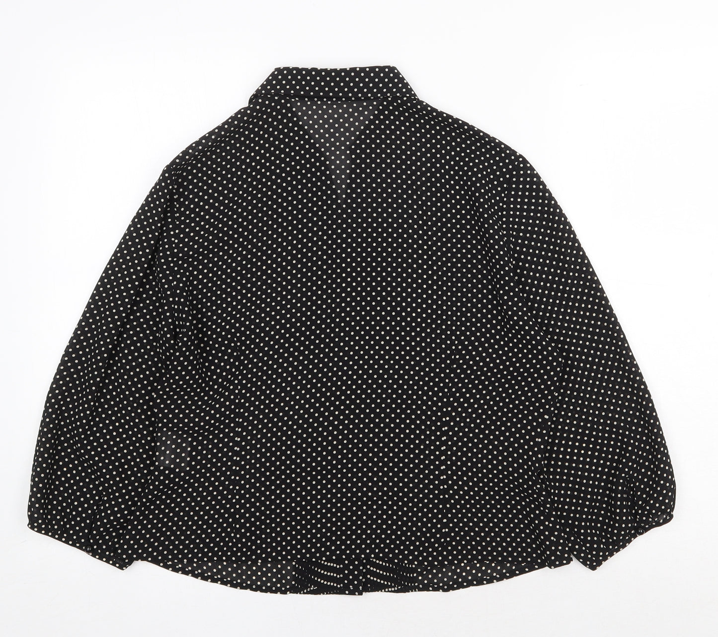Precis Petite Womens Black Polka Dot Polyester Basic Blouse Size 12 Collared