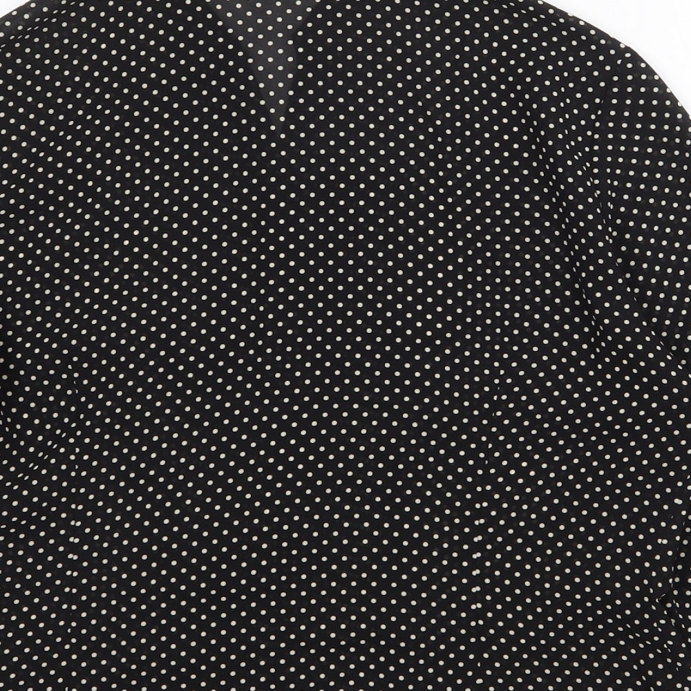 Precis Petite Womens Black Polka Dot Polyester Basic Blouse Size 12 Collared