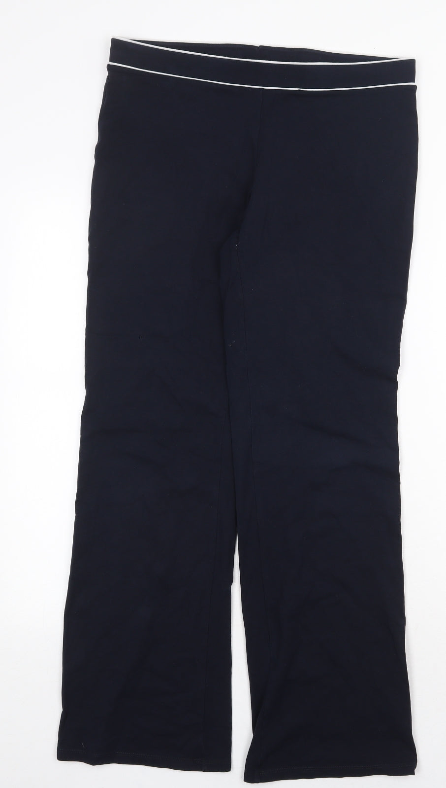 Marks and Spencer Womens Blue Cotton Jogger Trousers Size 12 Regular - Contrasting Trim