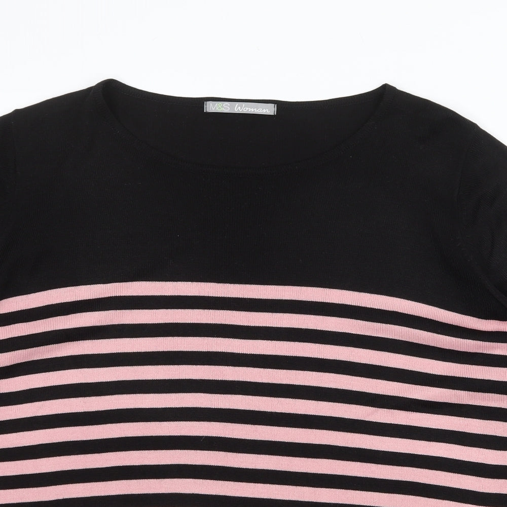 Garfield & Marks Womens Pink Round Neck Striped Acrylic Pullover Jumper Size 20