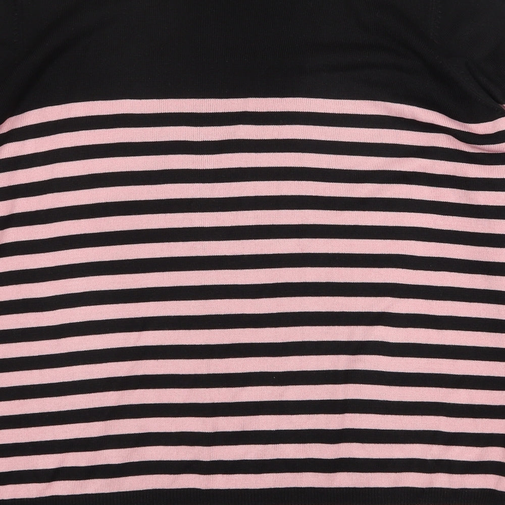 Garfield & Marks Womens Pink Round Neck Striped Acrylic Pullover Jumper Size 20