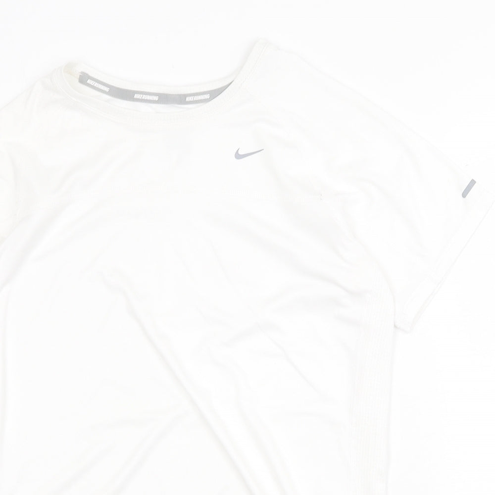 Nike Mens White Polyester Basic T-Shirt Size L Round Neck Pullover