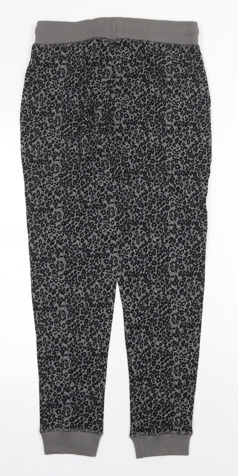 Peacocks Womens Grey Animal Print Cotton Jogger Trousers Size 12 Regular Drawstring
