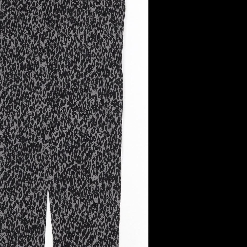 Peacocks Womens Grey Animal Print Cotton Jogger Trousers Size 12 Regular Drawstring