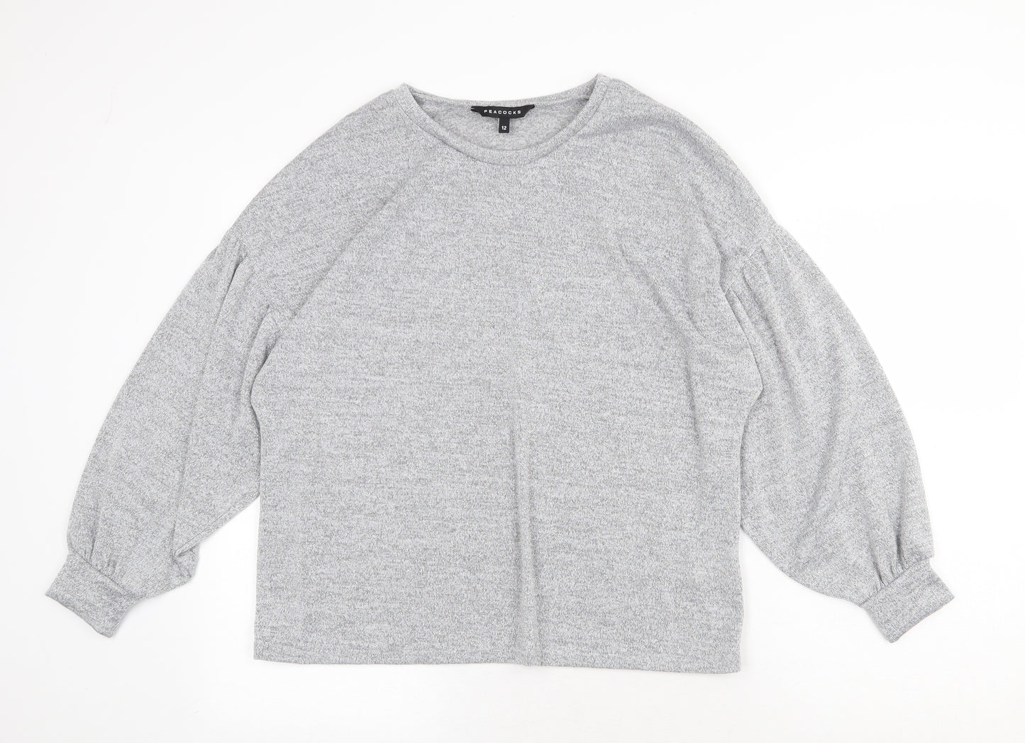 Peacocks Womens Silver Round Neck Polyester Pullover Jumper Size 12