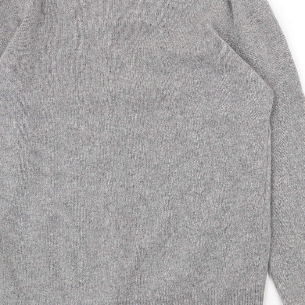 Woolovers Mens Grey V-Neck Wool Pullover Jumper Size LT