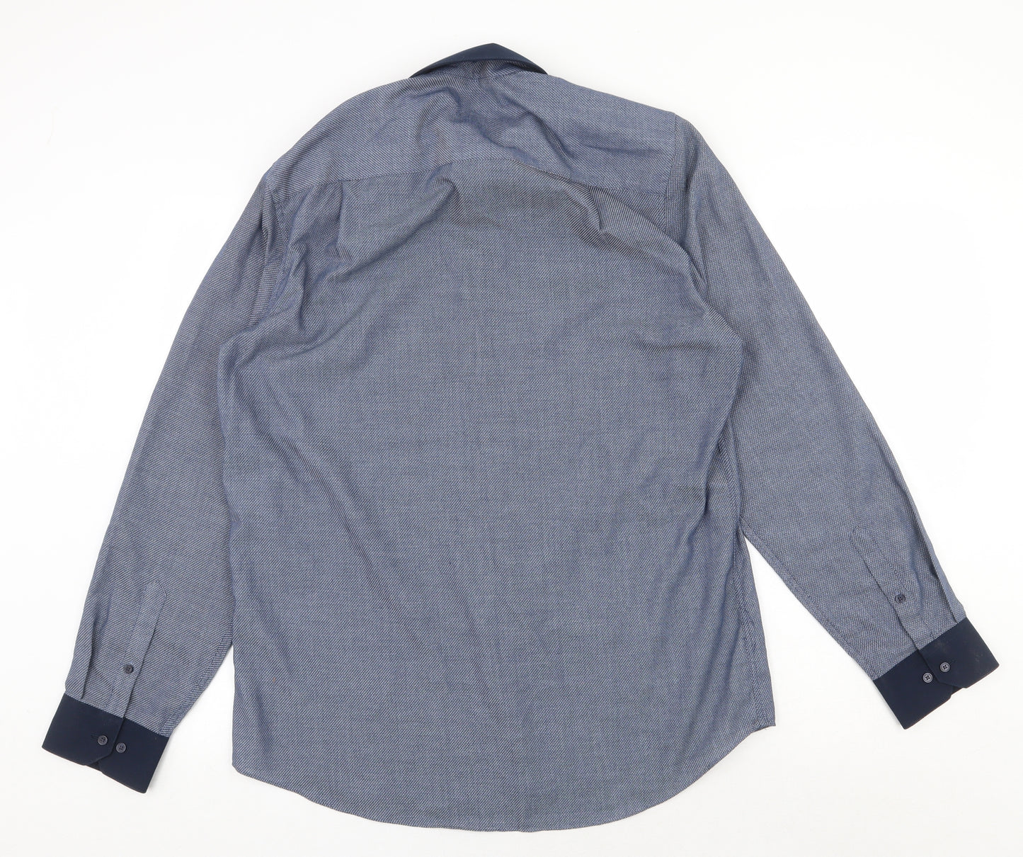 NEXT Mens Blue Polyester Dress Shirt Size 16 Collared Button