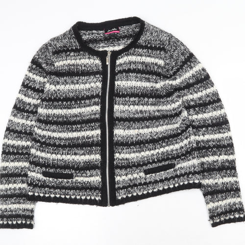 Anista Collection Womens Black Striped Jacket Size 14 Zip