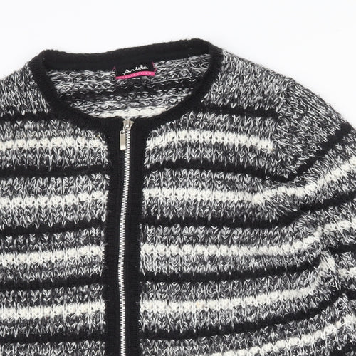 Anista Collection Womens Black Striped Jacket Size 14 Zip