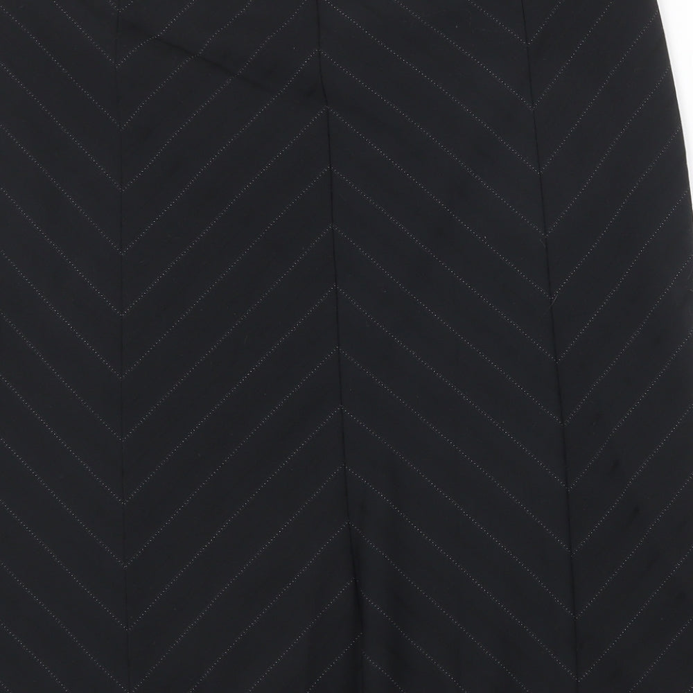 NEXT Womens Black Striped Polyester Flare Skirt Size 12 Zip