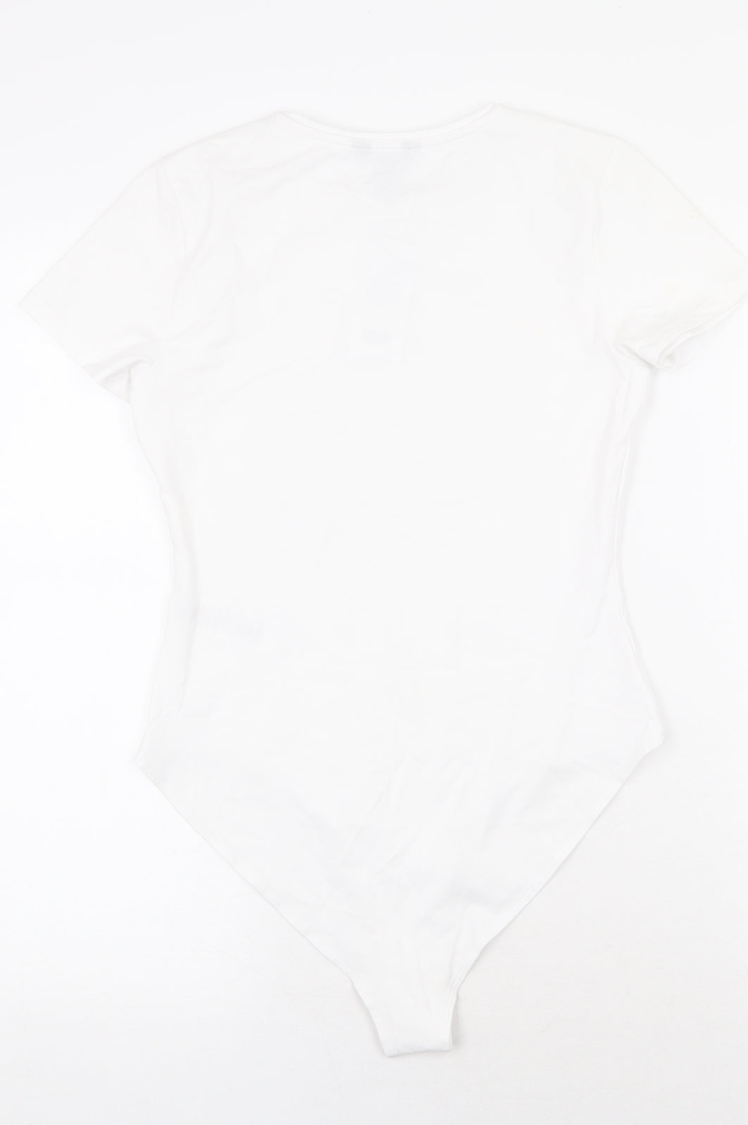 New Look Womens White Cotton Bodysuit One-Piece Size 12 Snap