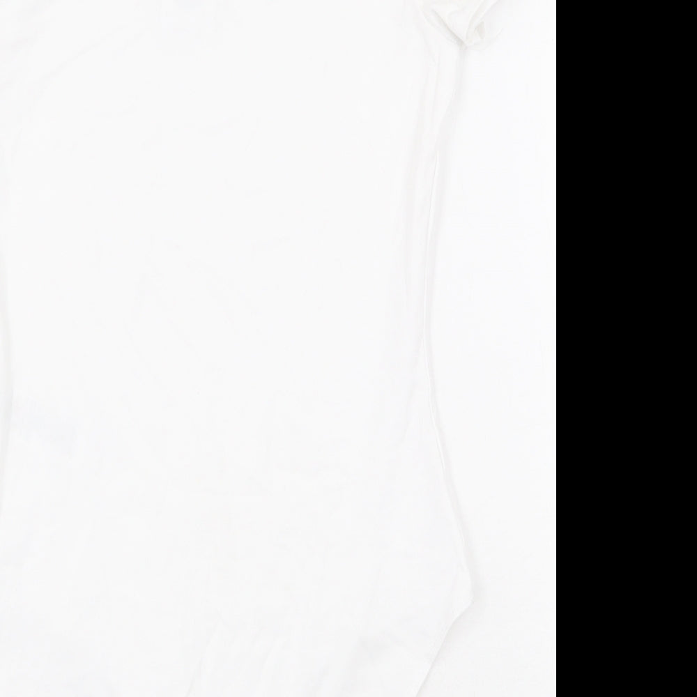 New Look Womens White Cotton Bodysuit One-Piece Size 12 Snap