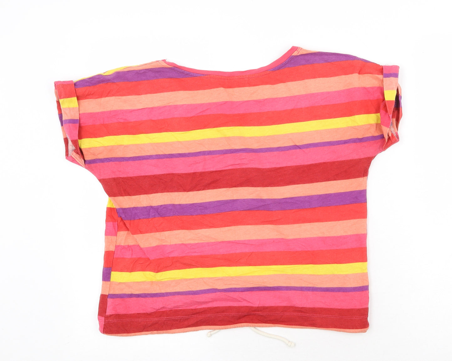 Atmosphere Womens Multicoloured Striped 100% Cotton Basic T-Shirt Size 14 Boat Neck - Drawstring Waist