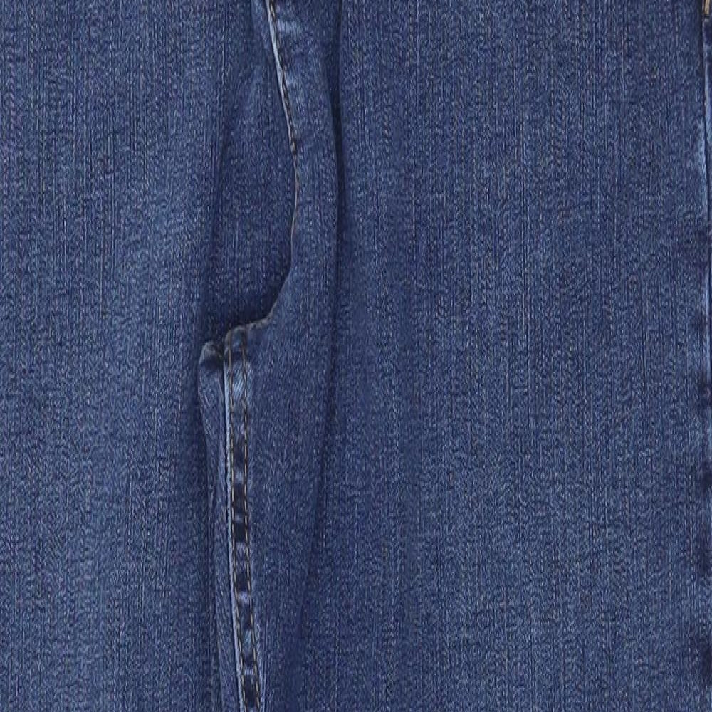 Marks and Spencer Womens Blue Cotton Straight Jeans Size 12 Regular Zip