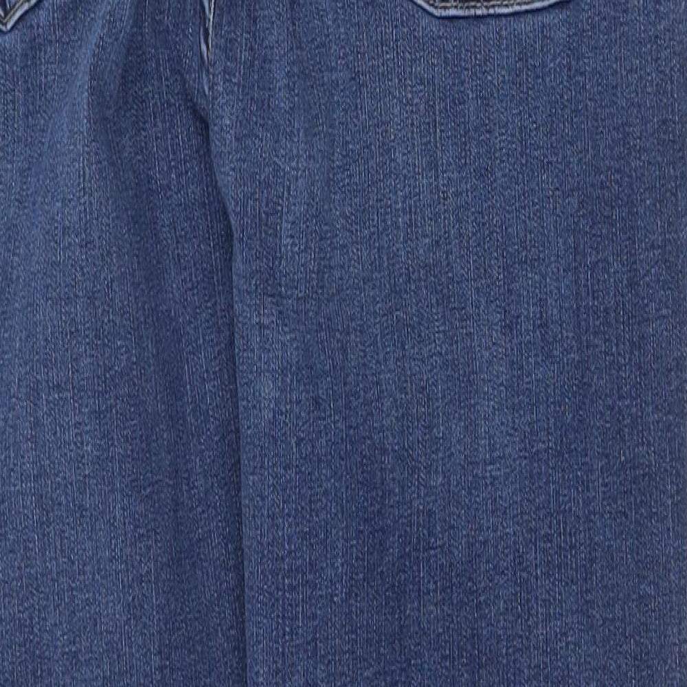 Marks and Spencer Womens Blue Cotton Straight Jeans Size 12 Regular Zip