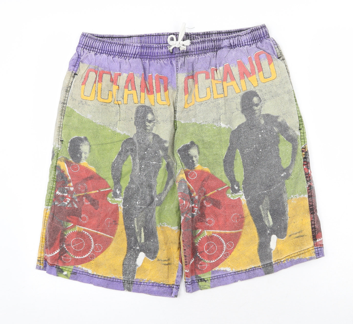Richinco Mens Multicoloured Cotton Sweat Shorts Size 30 in Regular Drawstring