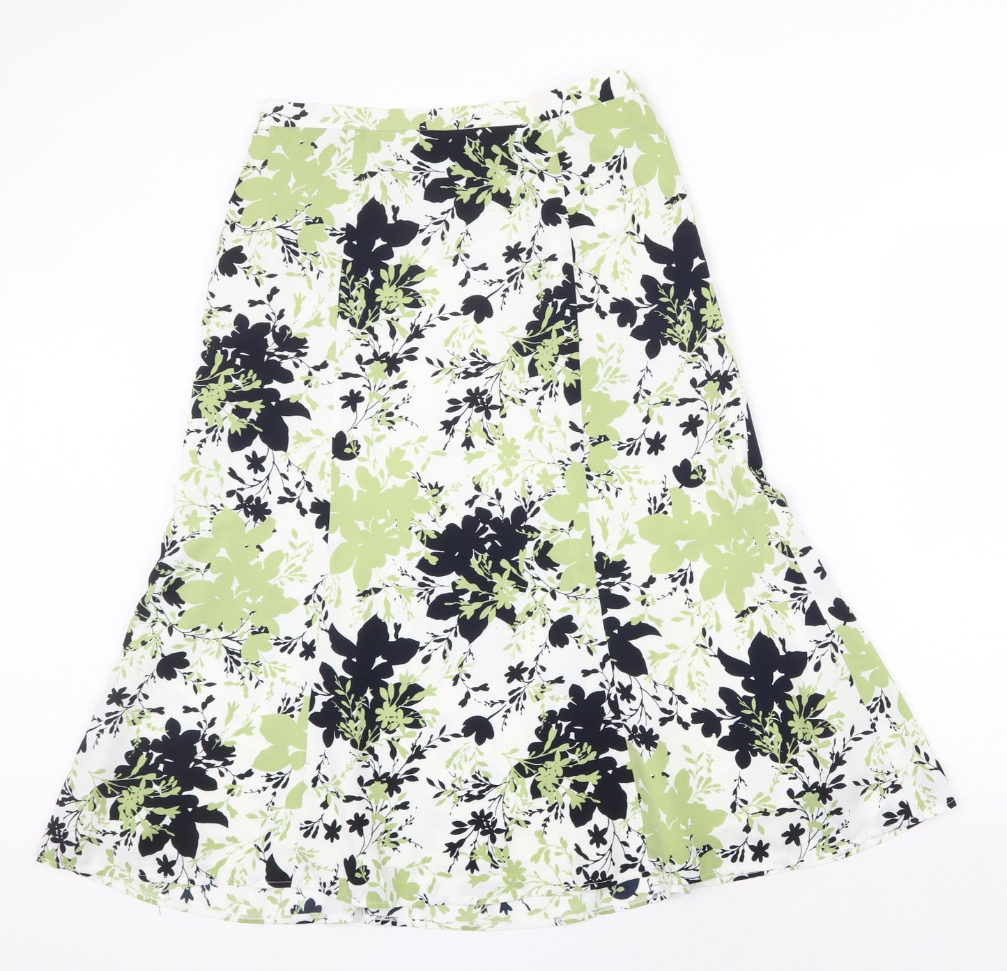 Eastex Womens Green Floral Polyester Flare Skirt Size 12 Zip