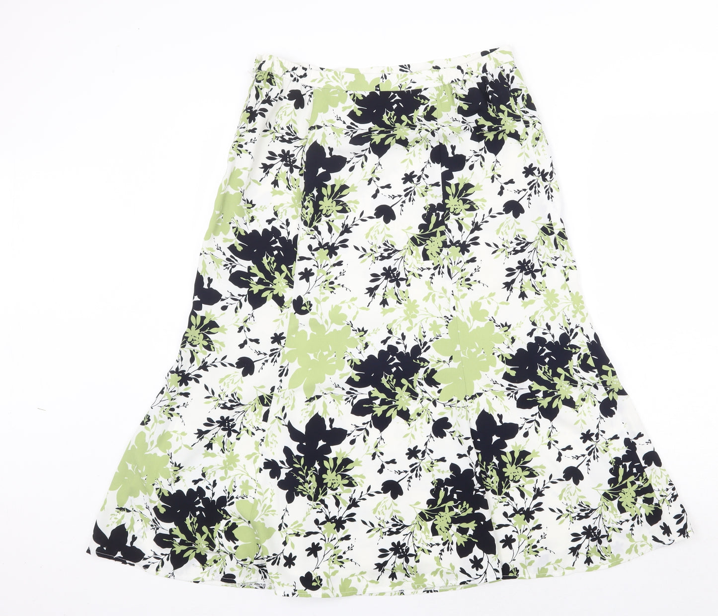 Eastex Womens Green Floral Polyester Flare Skirt Size 12 Zip
