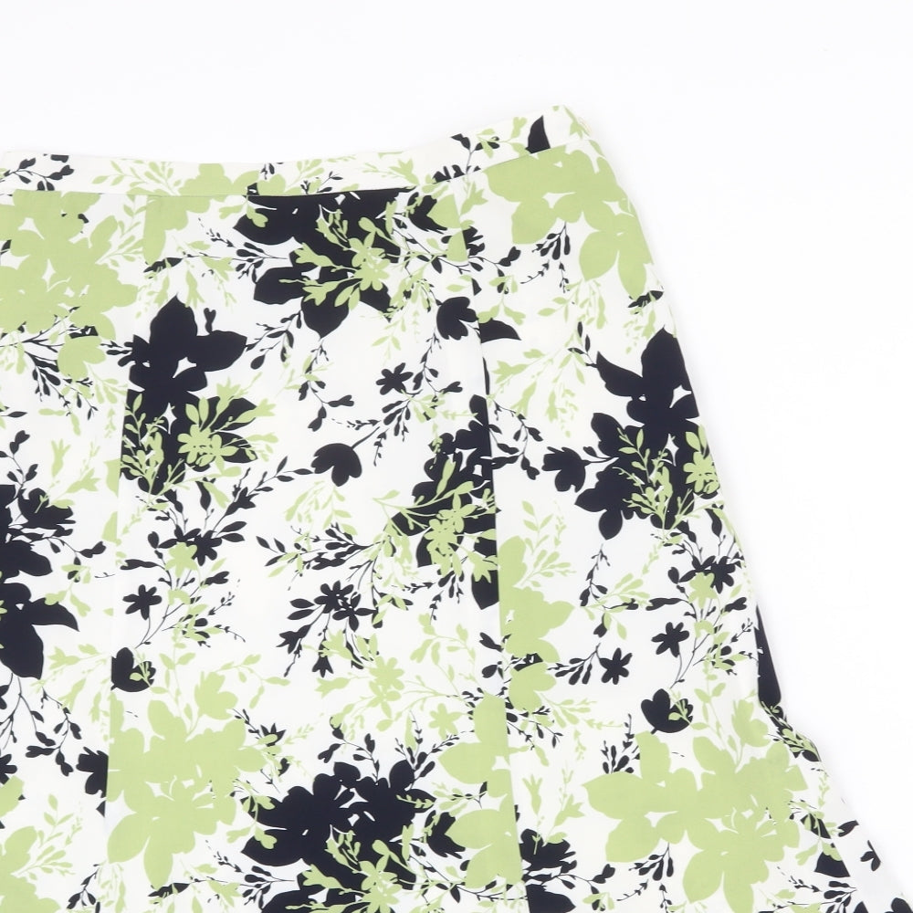Eastex Womens Green Floral Polyester Flare Skirt Size 12 Zip
