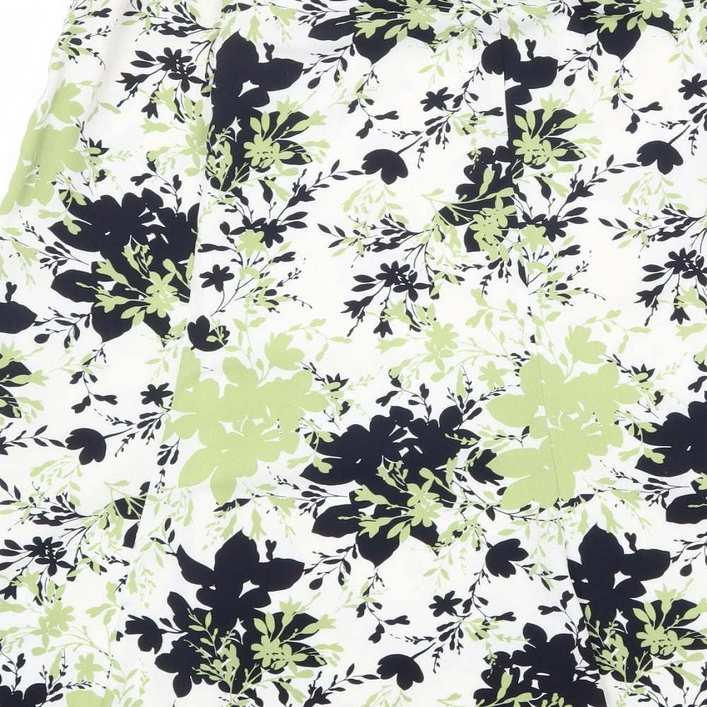 Eastex Womens Green Floral Polyester Flare Skirt Size 12 Zip