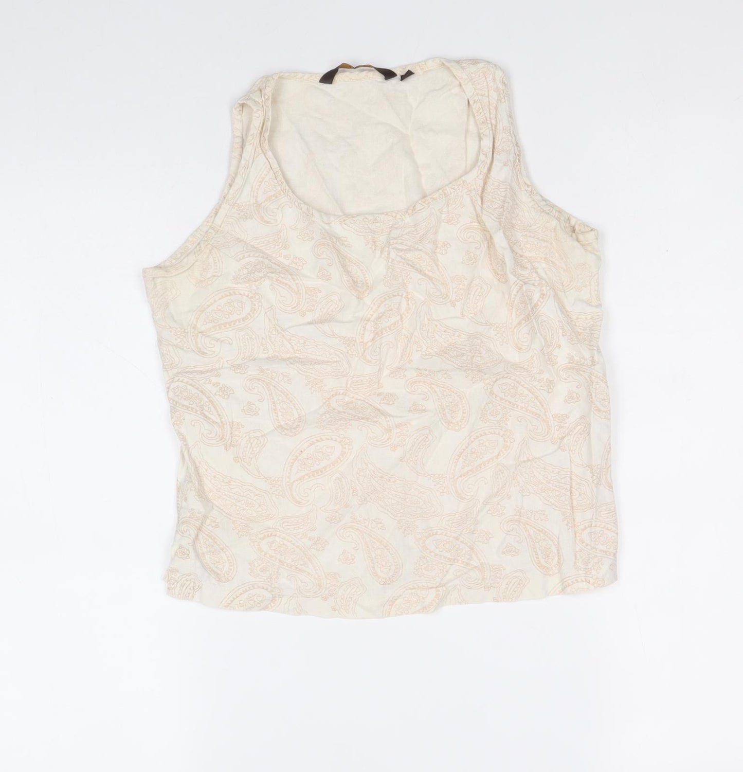 AND Womens Beige Linen Basic Tank Size 10 Round Neck