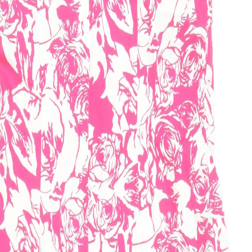 TU Womens Pink Geometric Cotton Shift Size 12 Round Neck Zip