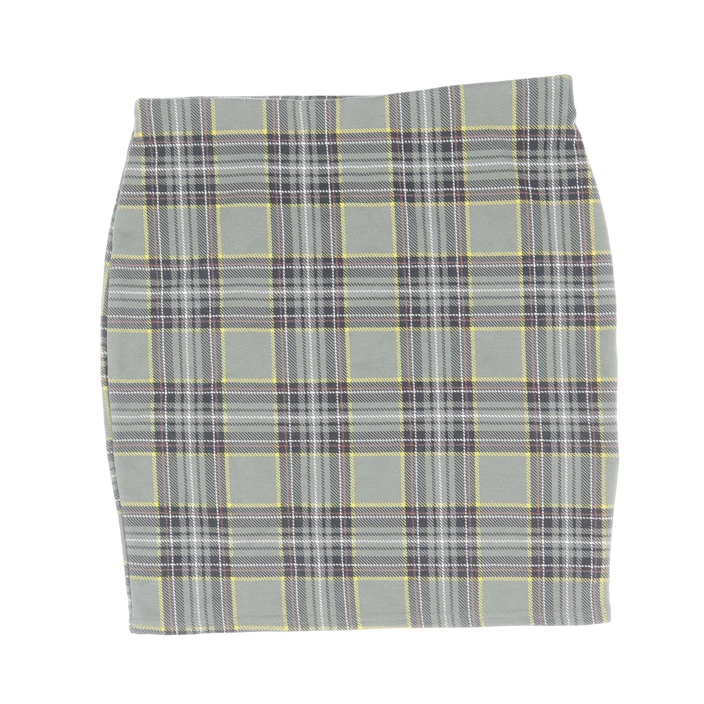 New Look Womens Green Plaid Polyester Straight & Pencil Skirt Size 10