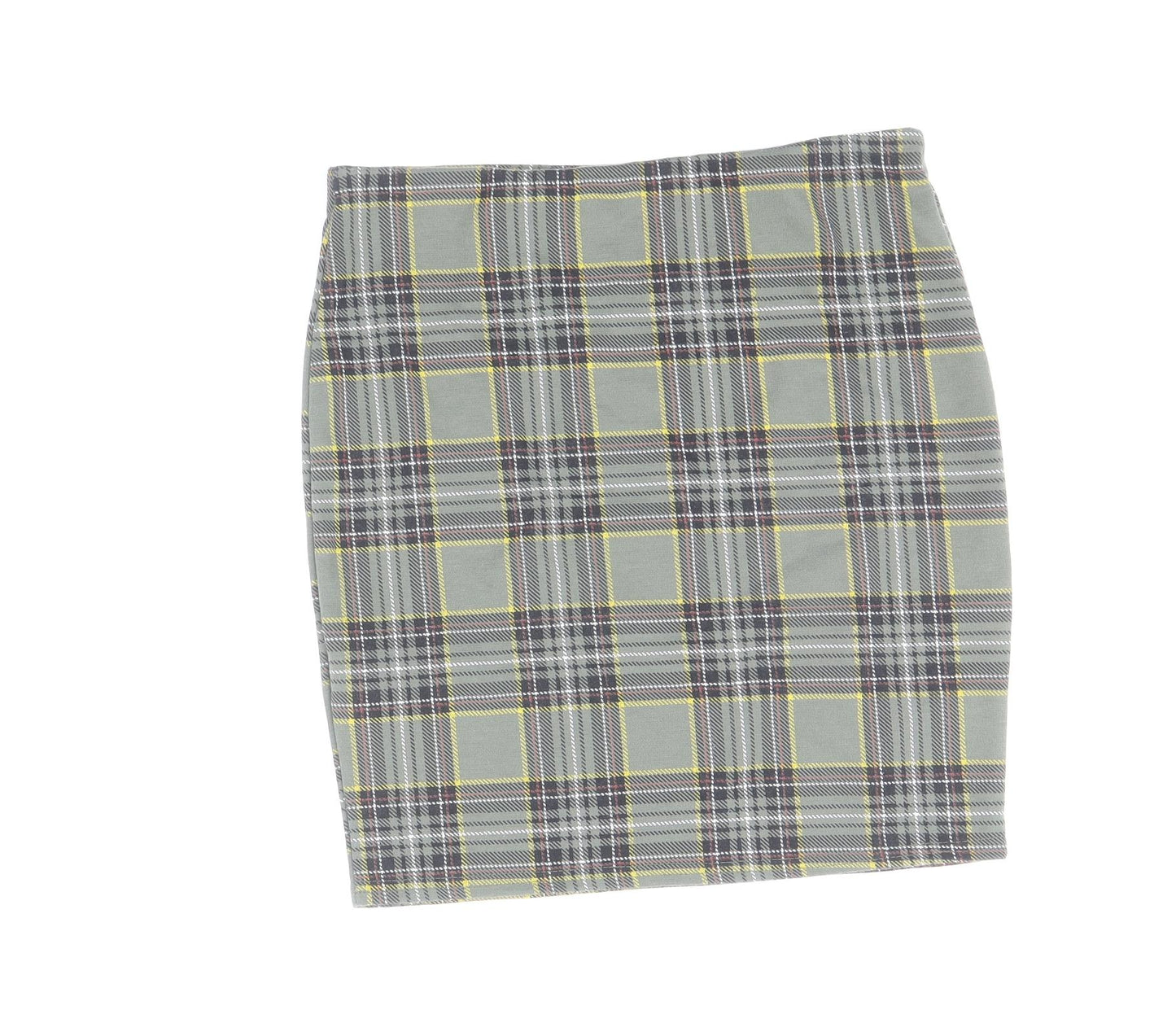 New Look Womens Green Plaid Polyester Straight & Pencil Skirt Size 10