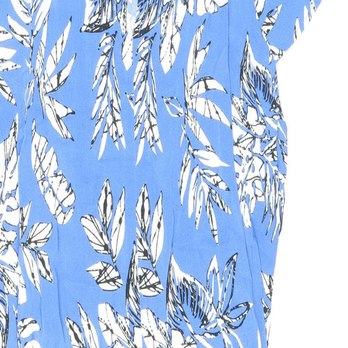 A&G Womens Blue Geometric Viscose A-Line Size 16 Round Neck Button