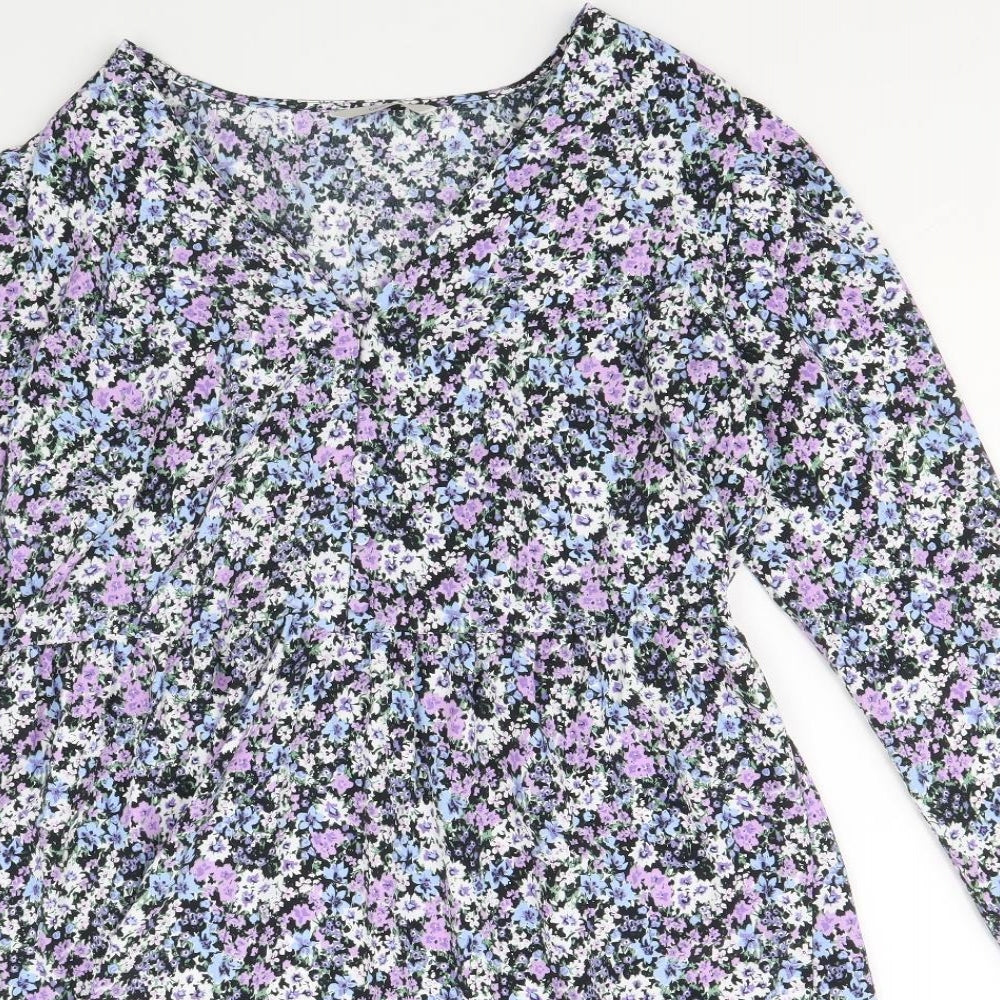 George Womens Multicoloured Geometric Polyester A-Line Size 16 V-Neck Pullover