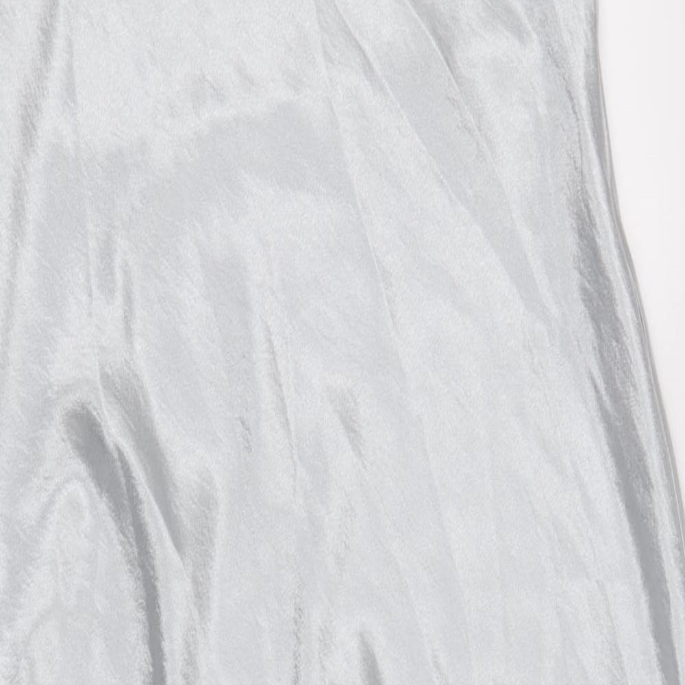 Preworn Womens Silver Polyamide Slip Dress Size 14 Square Neck Pullover