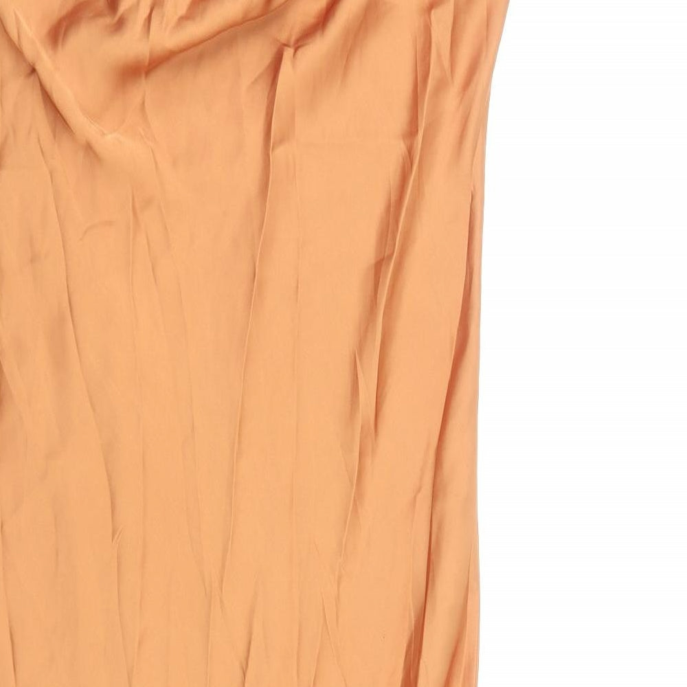 Topshop Womens Orange Polyester Slip Dress Size 14 V-Neck Pullover