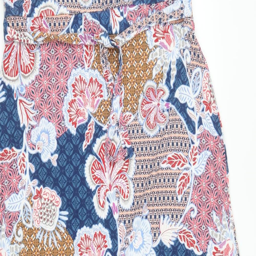 Per Una Womens Multicoloured Floral Viscose A-Line Size 16 V-Neck Button