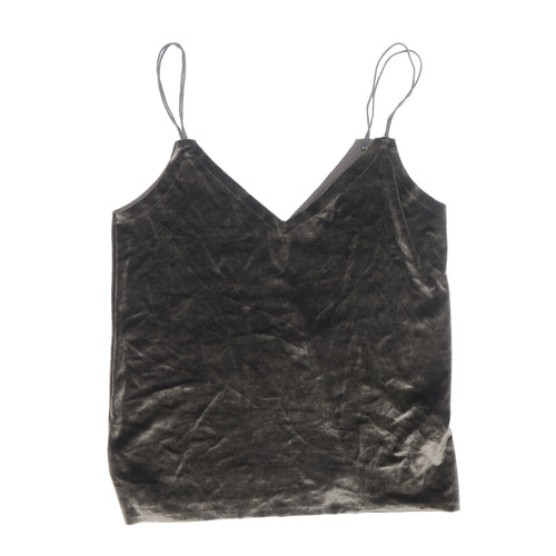 Pull&Bear Womens Brown Polyester Basic Tank Size S V-Neck