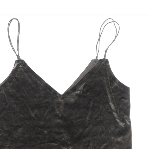Pull&Bear Womens Brown Polyester Basic Tank Size S V-Neck