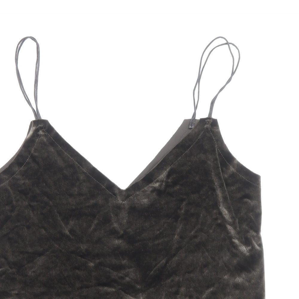 Pull&Bear Womens Brown Polyester Basic Tank Size S V-Neck
