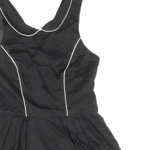 Red Herring Womens Black Polyester Fit & Flare Size 12 Scoop Neck Zip