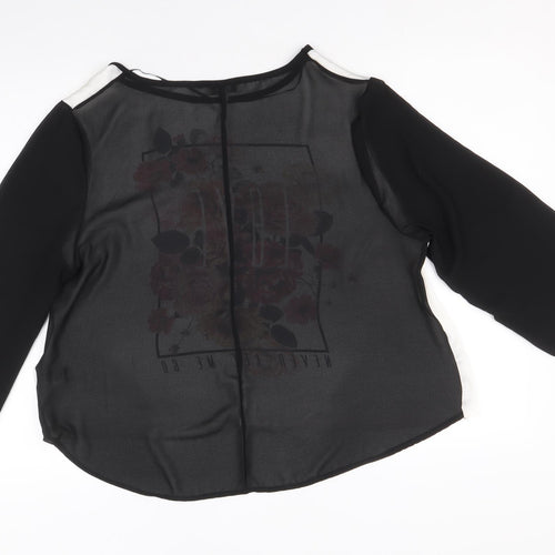 Preworn Womens Black Polyester Basic Blouse Size 18 Round Neck - Never let me go