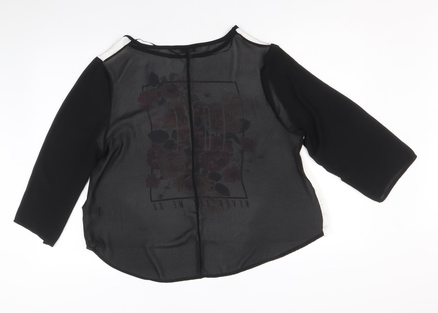 Preworn Womens Black Polyester Basic Blouse Size 18 Round Neck - Never let me go